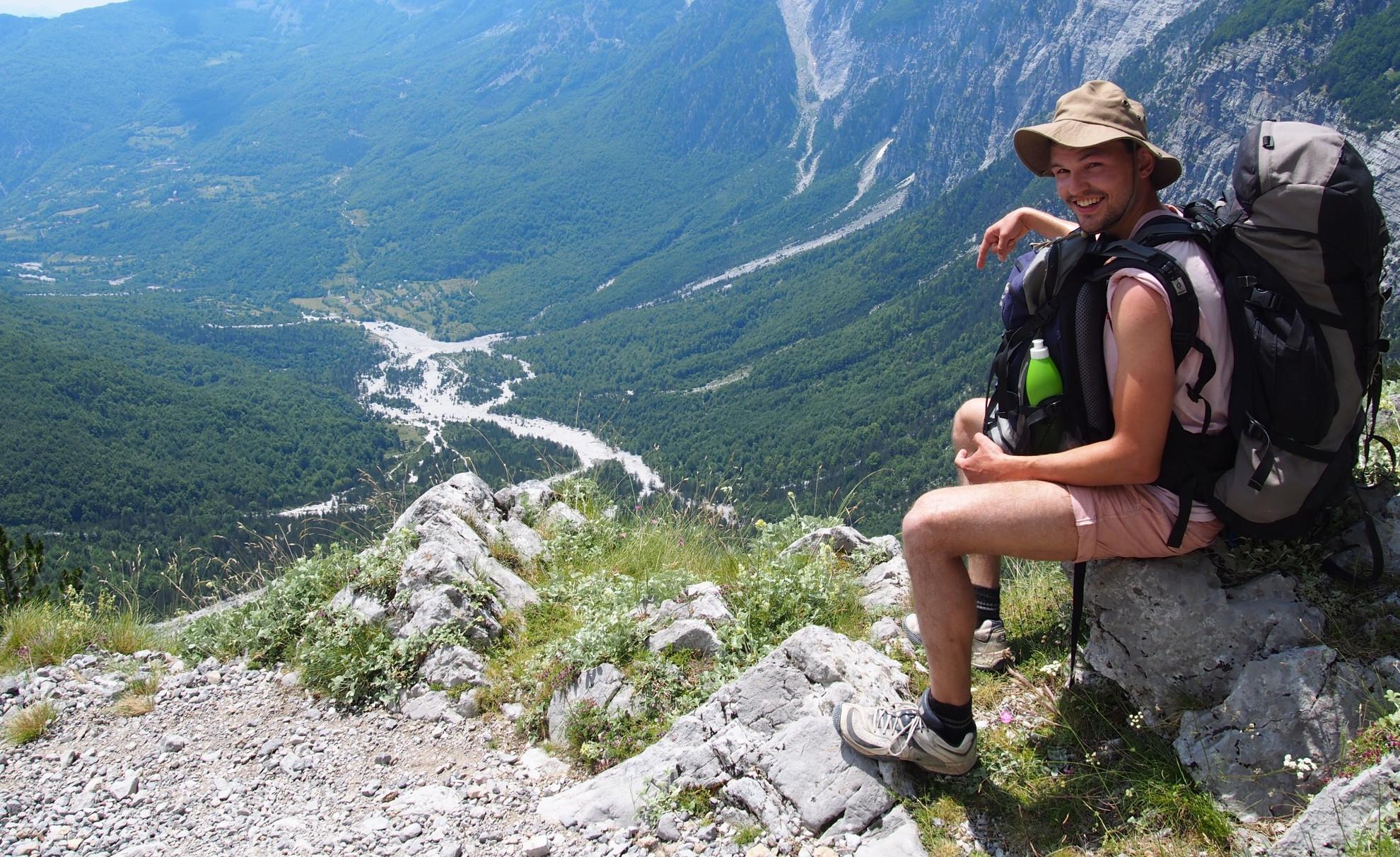 A picture of me at a cliff in the Accursed Mountains of Albania